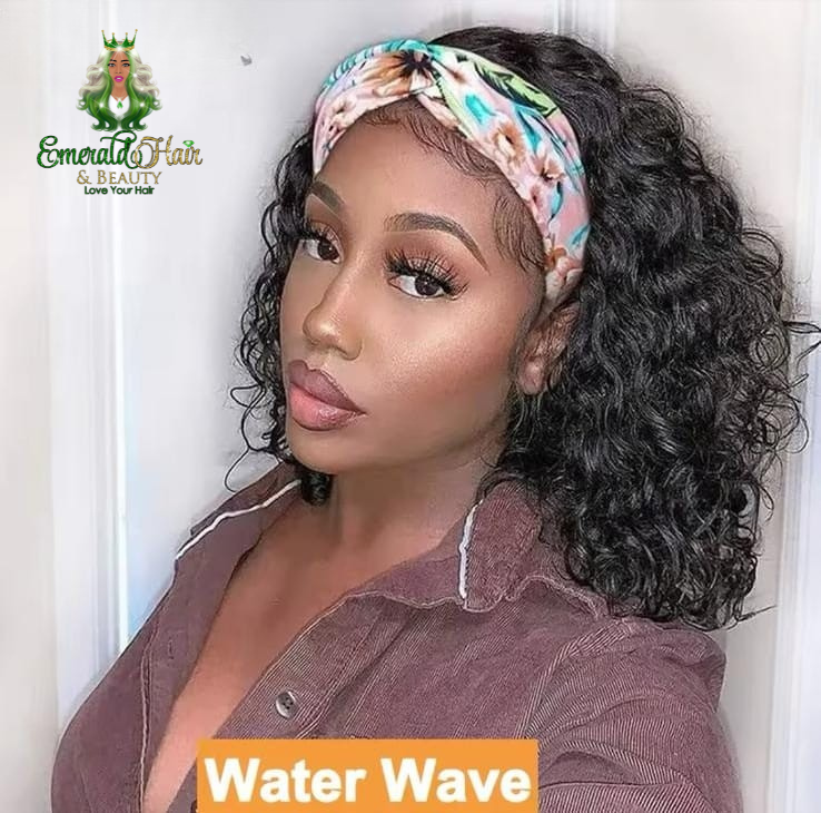 Brazilian Human Hair Headband Wigs -Various Curls