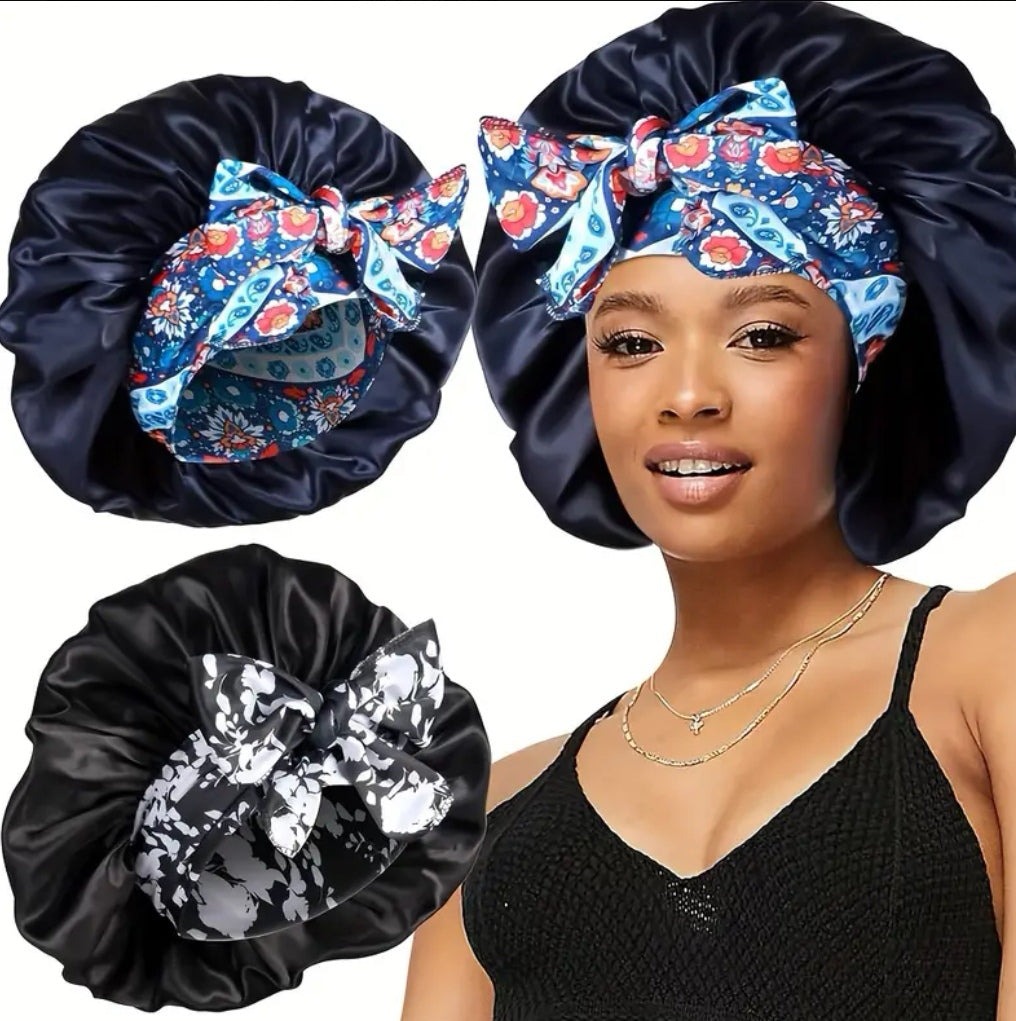 2 Pcs Satin Hair Bonnet
