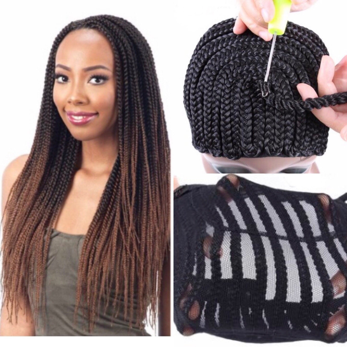 Cornrow Wig Cap - Box Braided Crochet