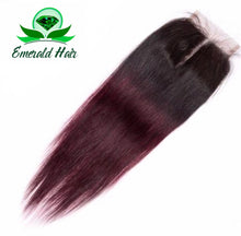 Load image into Gallery viewer, Brazilian Remy Coloured Straight Hair - 3 Bundles With 4*4 Lace Closure - 1B/99J