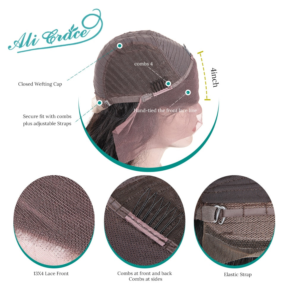 Ali Grace Brazilian Straight Human Hair Wigs 150% Density 13*4 Lace Front Wigs With Baby Hair Adjustable Cap 100% Remy Hair