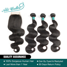 Load image into Gallery viewer, Ali Grace Hair 3 Bundles Brazilian Body Wave Hair With Closure 4*4 Free Part 4pcs/lot Remy Human Hair Extension Natural Color