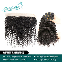 Load image into Gallery viewer, Ali Grace Hair Peruvian Deep Wave With Closure 3 Bundles With 13*4 Free Part Middle Part Ear to Ear Lace Frontal Remy Hair