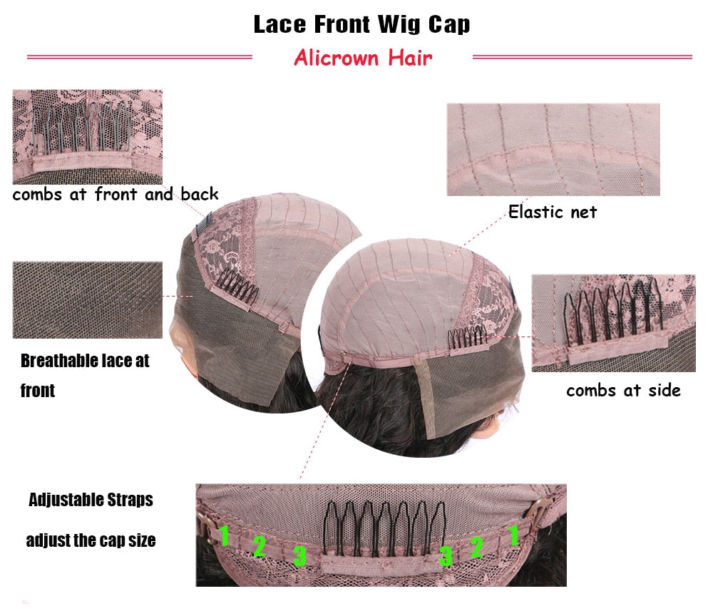 Alicrown Highlight Ombre Pixie Cut Wigs Lace Front Human Hair Wigs 180% Density Brazilian Pixie Wigs Non-Remy Middle Ration