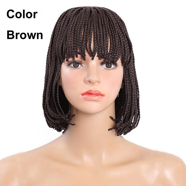 Black Short Bob Cosplay Wig - Micro Braided Box Braids