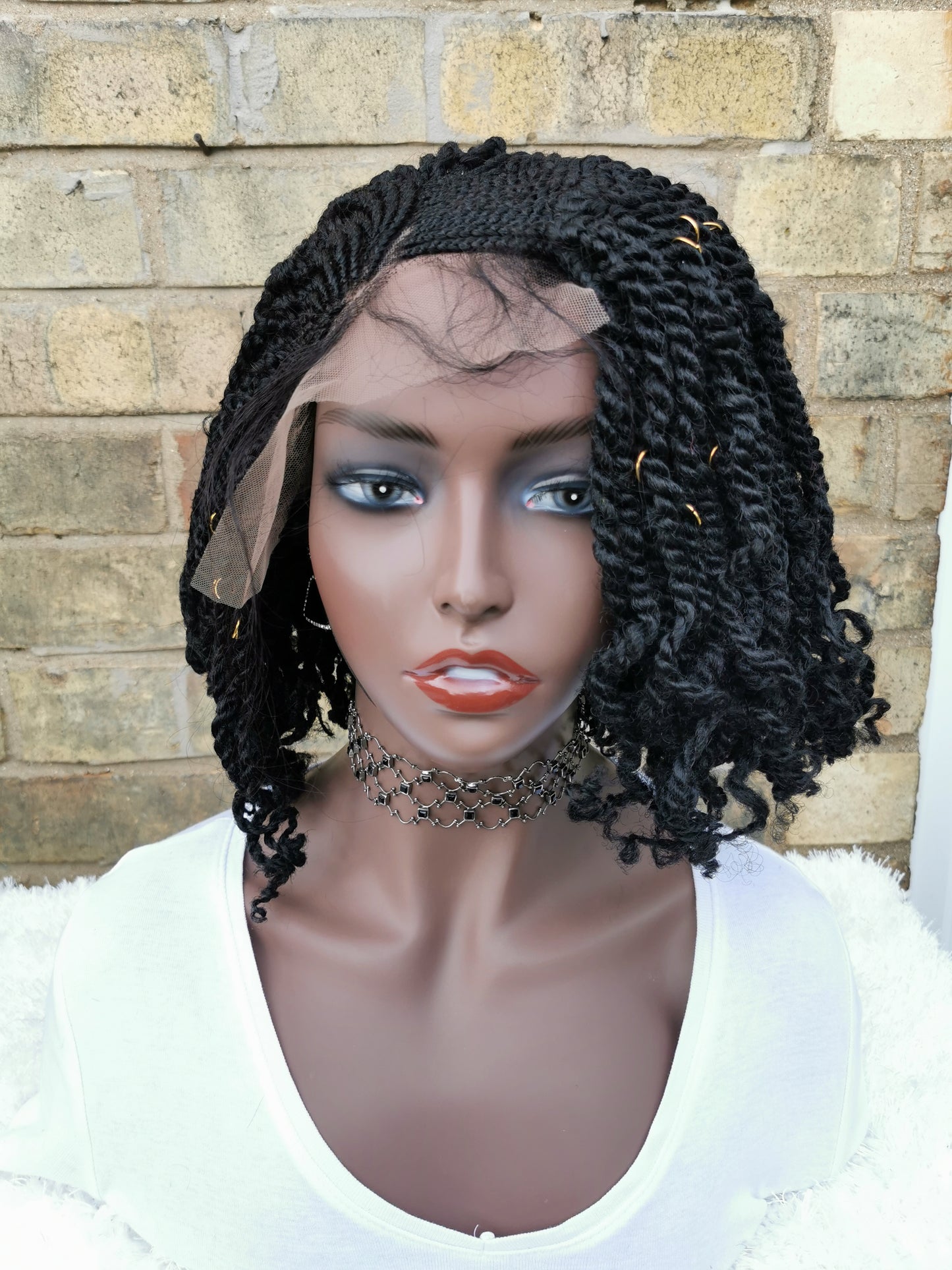 Lace Front Side Kinky Twists Wig - Tola
