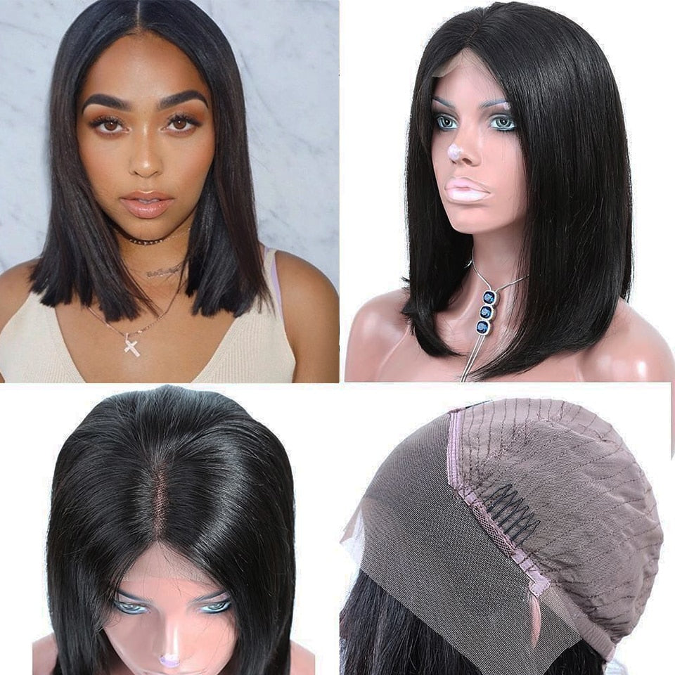 Short Lace Front Brazilian Remy Human Hair Bob Wig