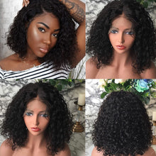 Load image into Gallery viewer, Short Curly Lace Front Human Hair Brazilian Hair Bob Wig - Rose