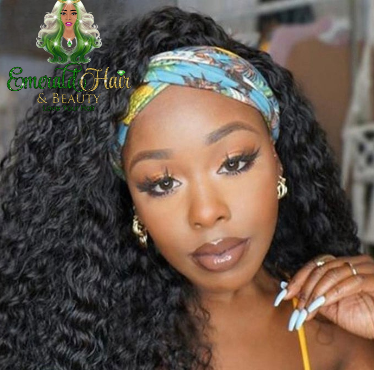 Brazilian Human Hair Headband Wigs -Various Curls
