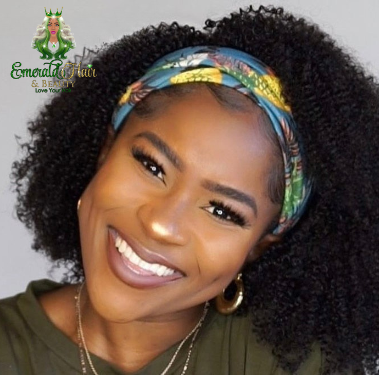 Brazilian Human Hair Headband Wigs -Various Curls