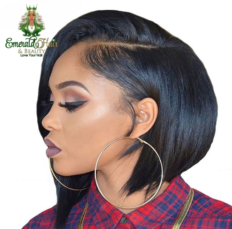 Short Lace Front Brazilian Remy Human Hair Bob Wig