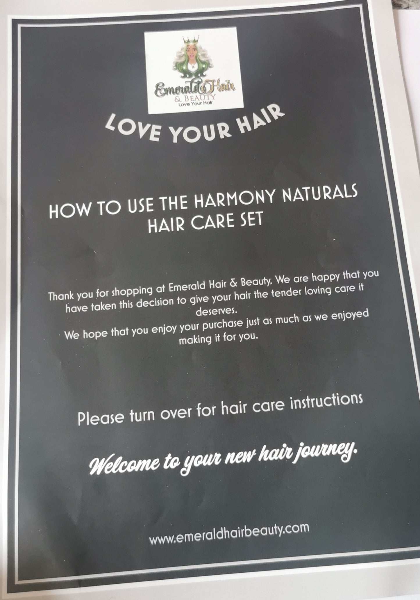 Harmony Naturals Instruction Leaflet
