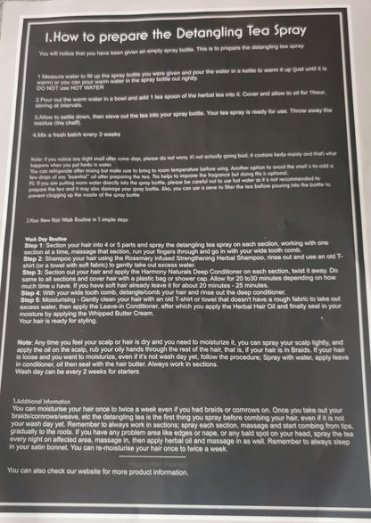 Harmony Naturals Instruction Leaflet