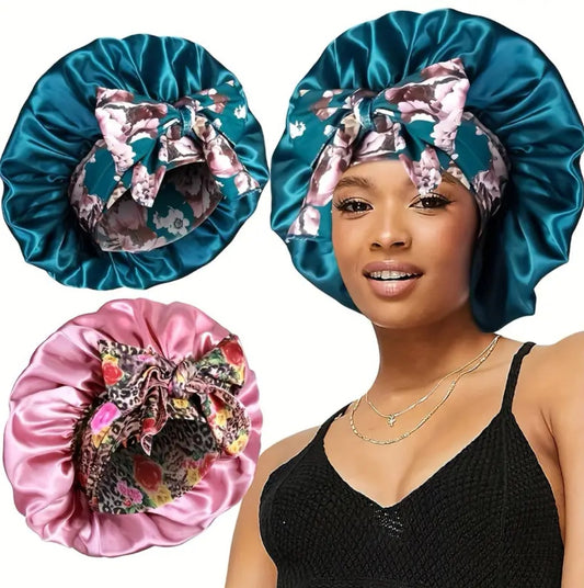 2 Pcs Satin Hair Bonnet