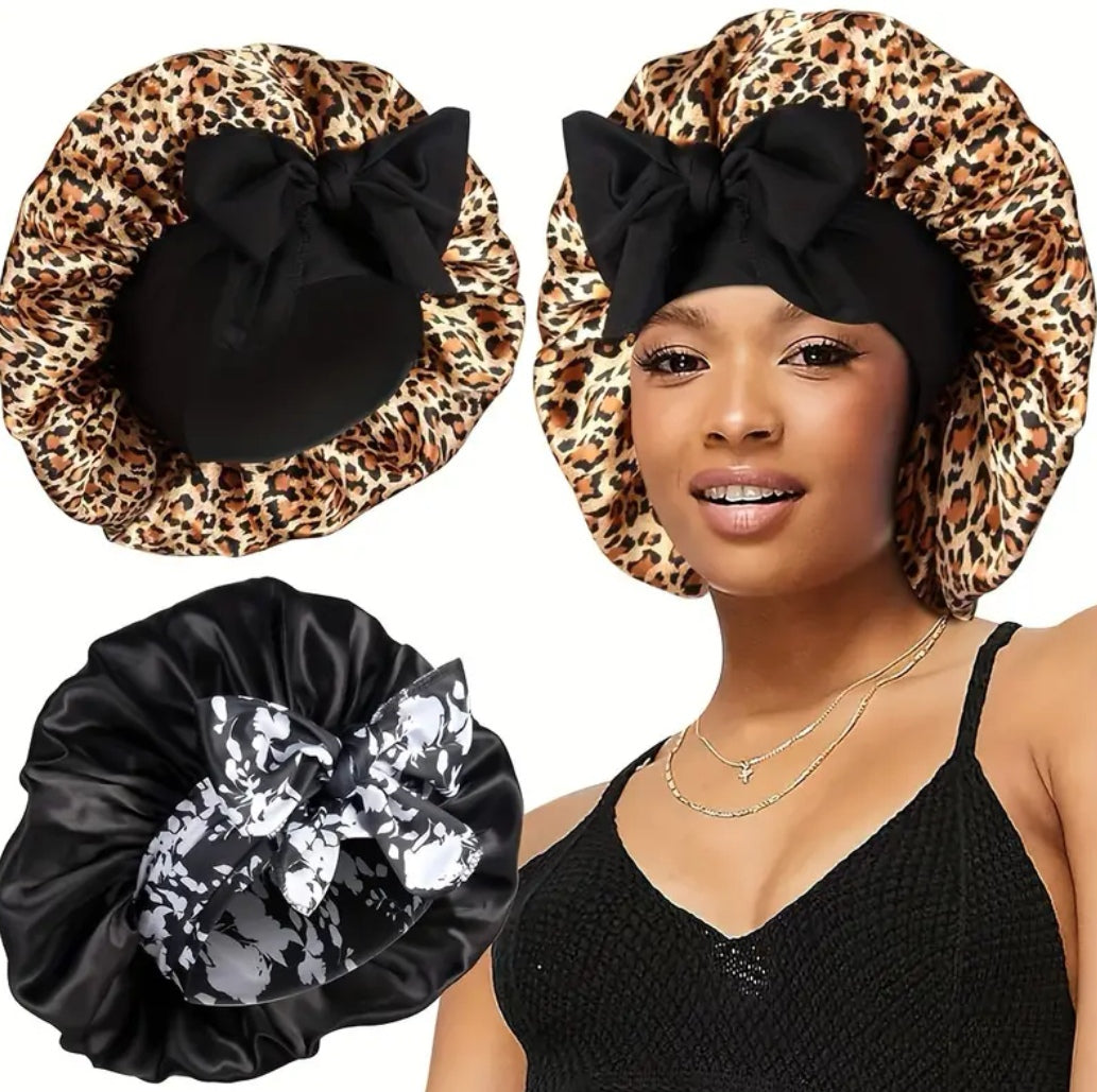 2 Pcs Satin Hair Bonnet