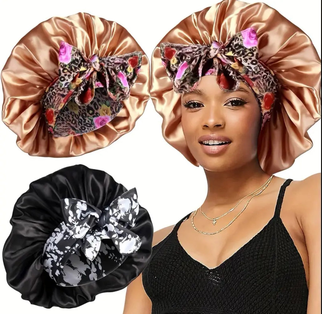 2 Pcs Satin Hair Bonnet