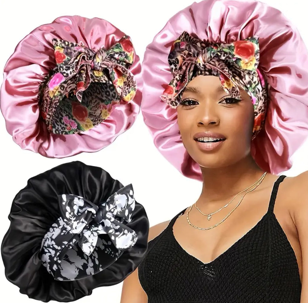 2 Pcs Satin Hair Bonnet
