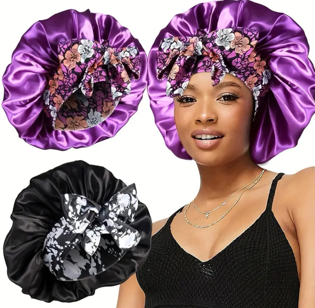 2 Pcs Satin Hair Bonnet