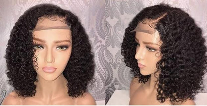 Short Curly Brazilian Remy 13x6 Lace Front Bob Human Hair Wig - Olivia