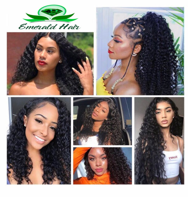 Brazilian Deep Wave Remy 100% Human Hair 3 Bundles With Lace Closure - Middle/Free Part