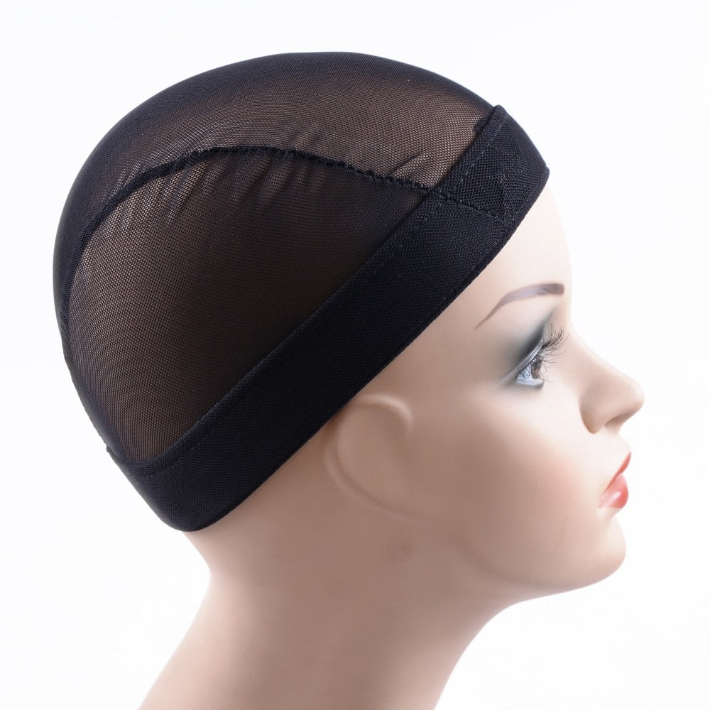 Black Dome Cornrow Wig Caps - Elastic Nylon Breathable Mesh Net