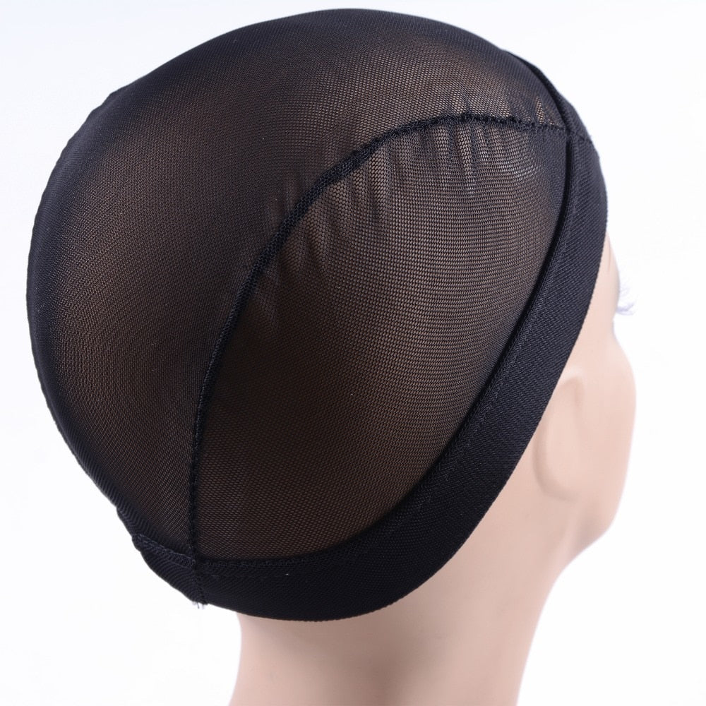Black Dome Cornrow Wig Caps - Elastic Nylon Breathable Mesh Net