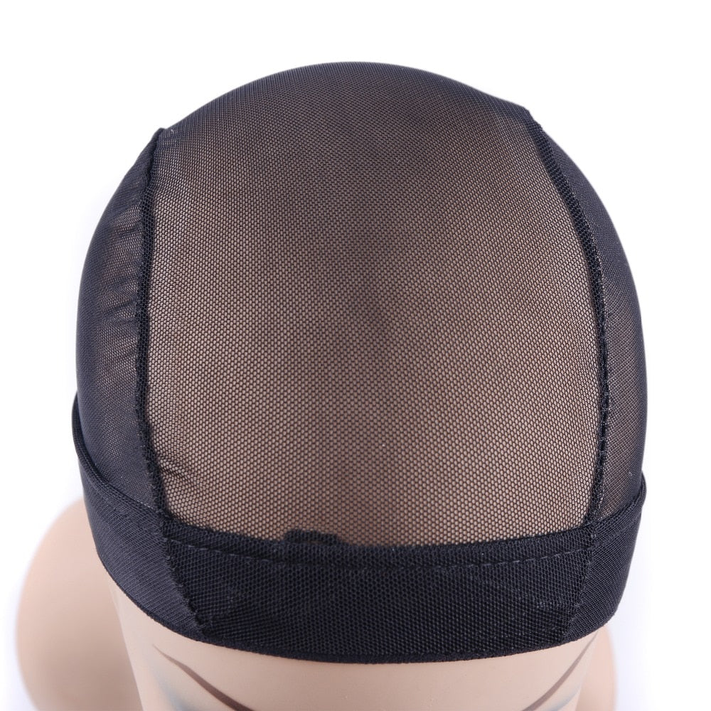 Black Dome Cornrow Wig Caps - Elastic Nylon Breathable Mesh Net