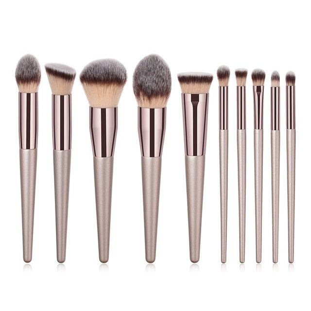 10-Piece Champagne Makeup brush Set