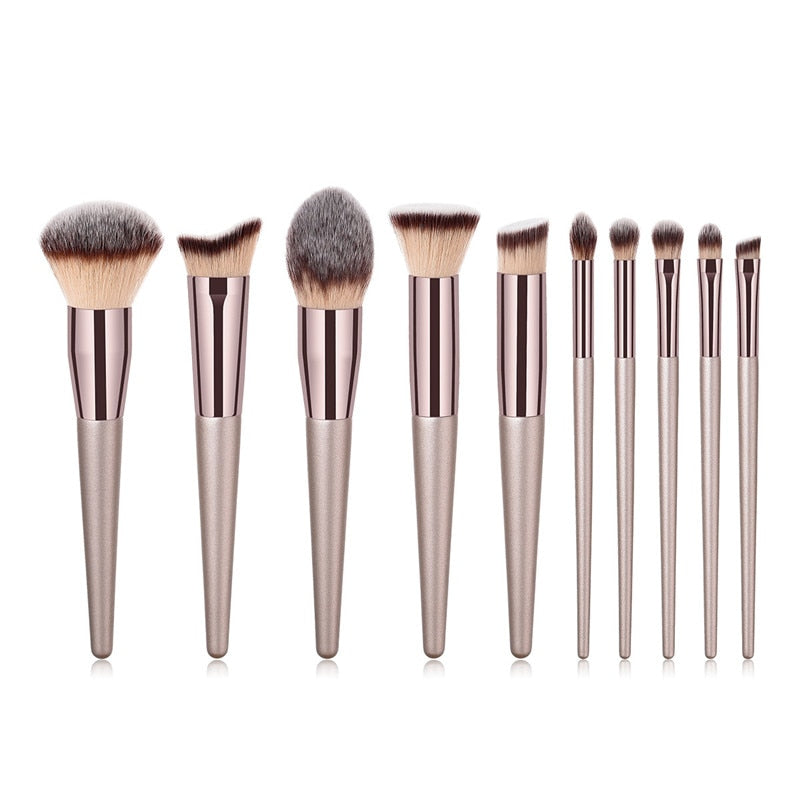 10-Piece Champagne Makeup brush Set