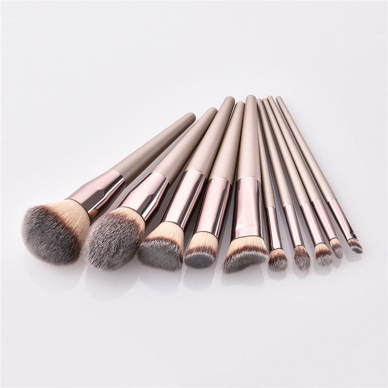 10-Piece Champagne Makeup brush Set