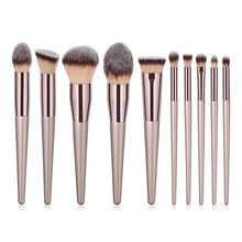 Load image into Gallery viewer, 10-Piece Champagne Makeup brush Set
