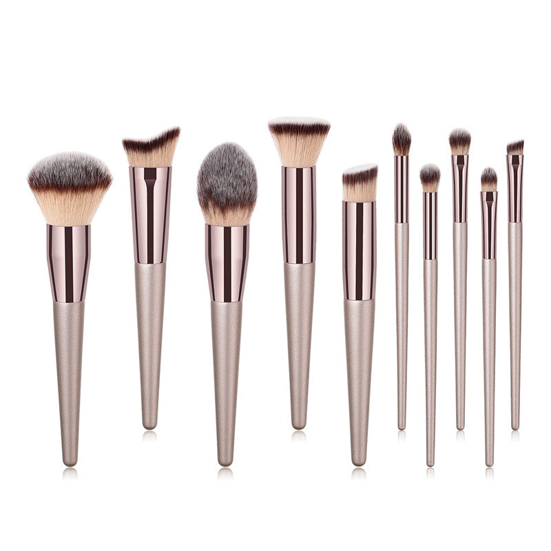 10-Piece Champagne Makeup brush Set
