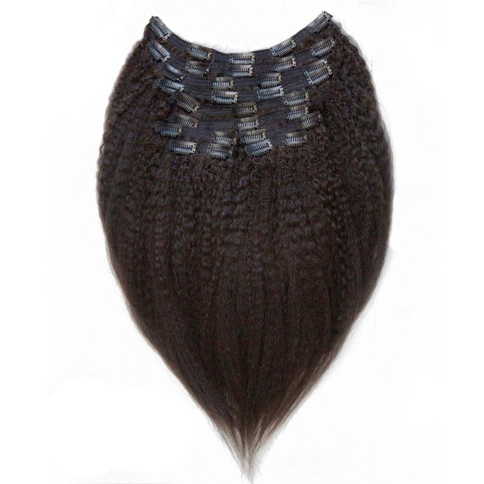 Brazilian Remy Kinky Straight Clip-in Human Hair Extensions