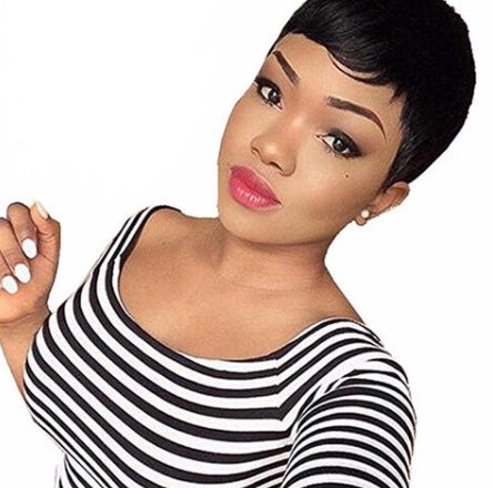 Short Straight Brazilian Human Remy None Lace Wig -  4inch