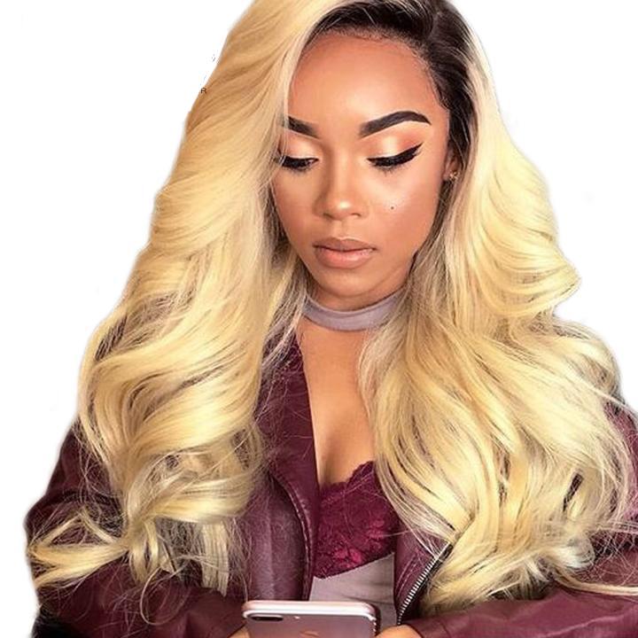 Ombre Lace Front Human Hair Wig - Blondie