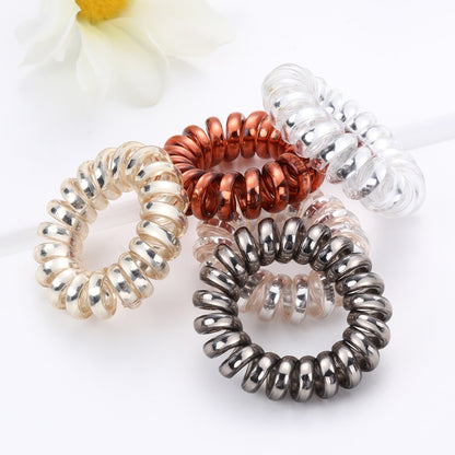 5 pcs Multicolour Elastic Hair Bands Spiral Shape Telephone Wire Hair Accessories