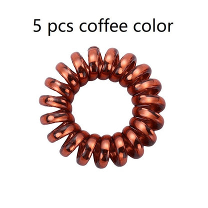 5 pcs Multicolour Elastic Hair Bands Spiral Shape Telephone Wire Hair Accessories