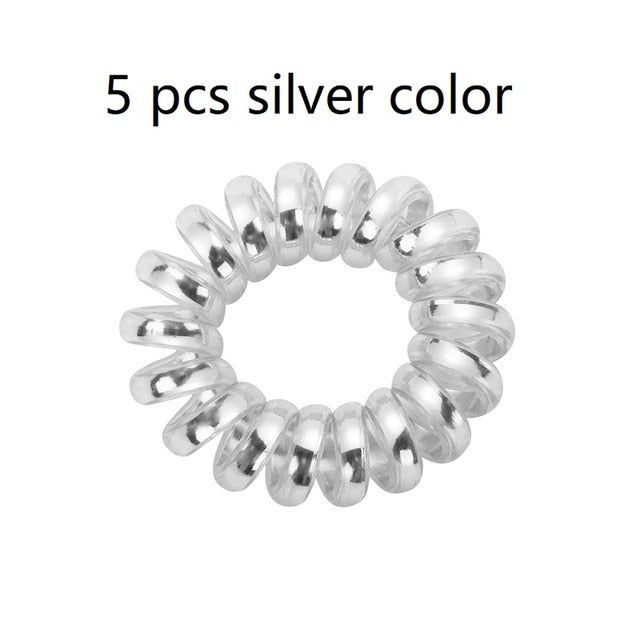 5 pcs Multicolour Elastic Hair Bands Spiral Shape Telephone Wire Hair Accessories