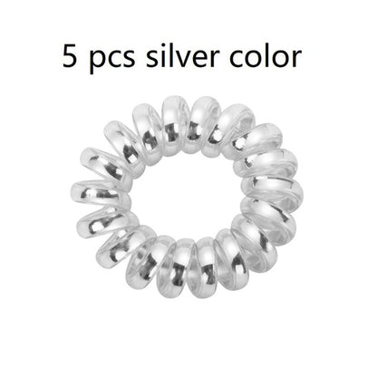 5 pcs Multicolour Elastic Hair Bands Spiral Shape Telephone Wire Hair Accessories