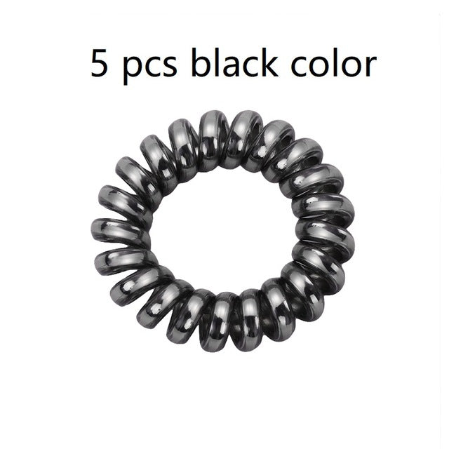 5 pcs Multicolour Elastic Hair Bands Spiral Shape Telephone Wire Hair Accessories