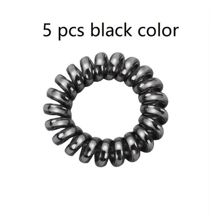 5 pcs Multicolour Elastic Hair Bands Spiral Shape Telephone Wire Hair Accessories