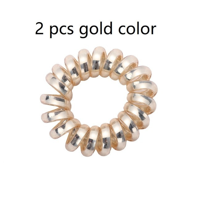 5 pcs Multicolour Elastic Hair Bands Spiral Shape Telephone Wire Hair Accessories
