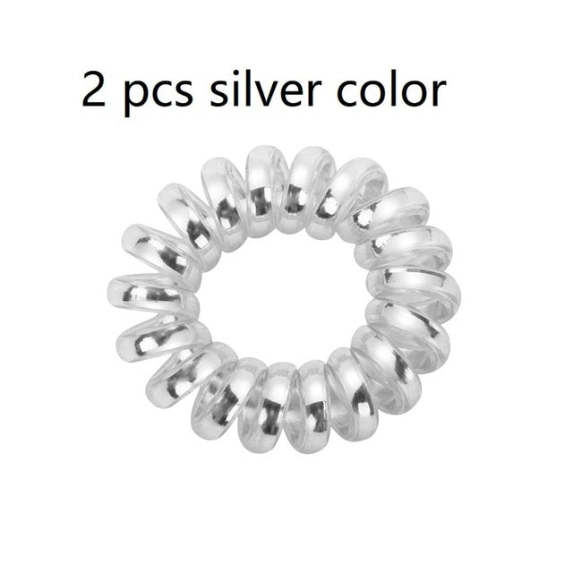5 pcs Multicolour Elastic Hair Bands Spiral Shape Telephone Wire Hair Accessories