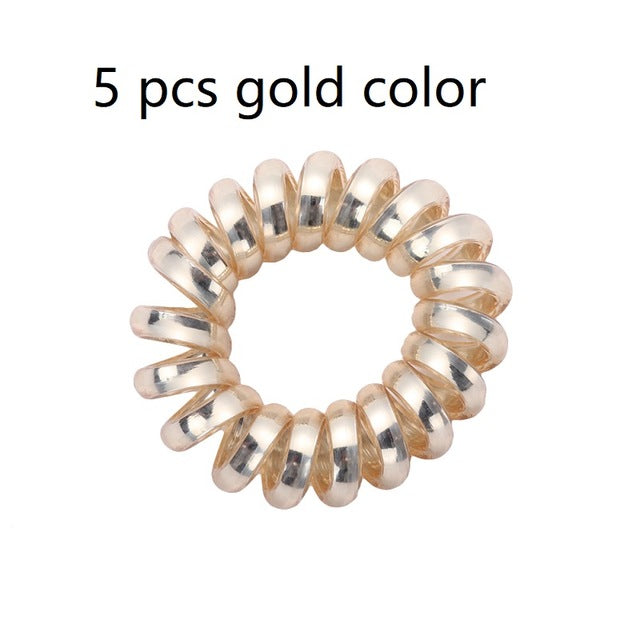 5 pcs Multicolour Elastic Hair Bands Spiral Shape Telephone Wire Hair Accessories