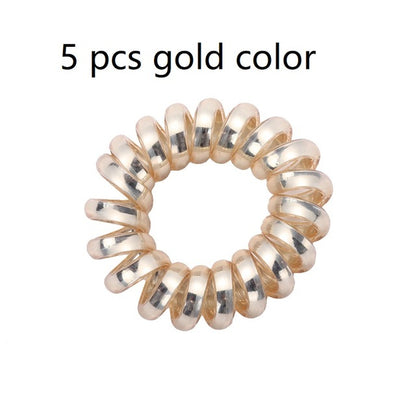 5 pcs Multicolour Elastic Hair Bands Spiral Shape Telephone Wire Hair Accessories