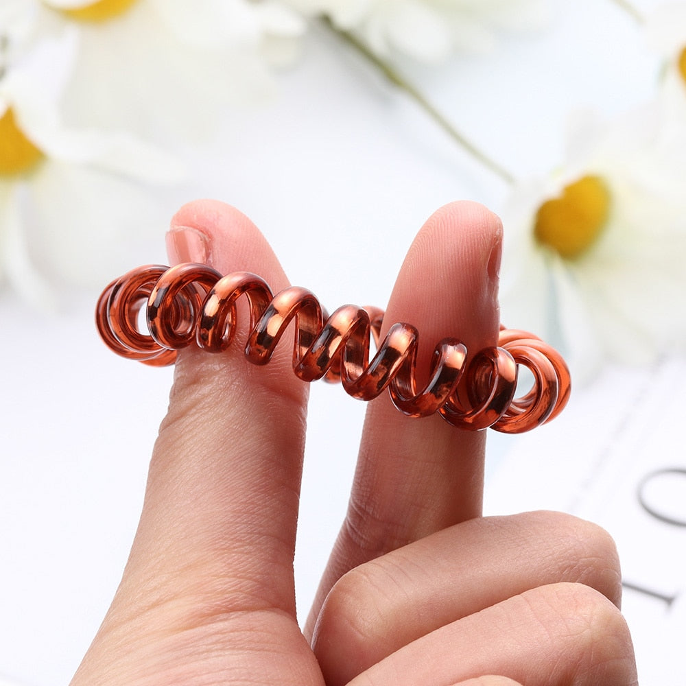 5 pcs Multicolour Elastic Hair Bands Spiral Shape Telephone Wire Hair Accessories