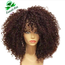 Load image into Gallery viewer, Kinky Curly Brazilian Human Hair Wig with Bangs - Olive
