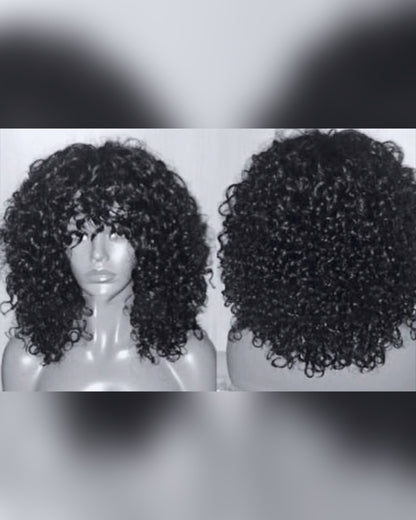 Brazilian Natural Wave Human Hair Wig with Bangs - Ruby