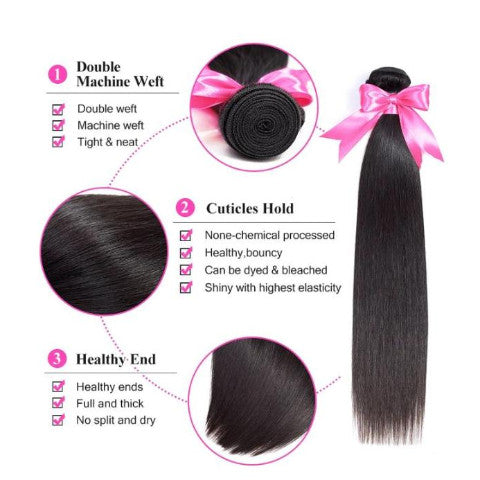 Malaysian Straight Hair Bundles- Natural Hair Colour