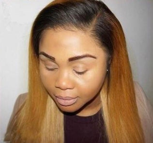 Honey Blonde Ombre Brazilian Remy Lace Front Wig - Deep Part -"Sapphire"